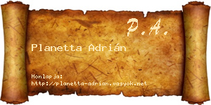 Planetta Adrián névjegykártya